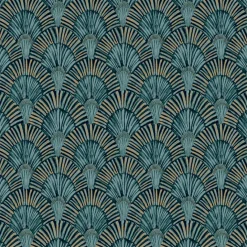 Vliestapete Grandeco Pfauenfedern grün blau gold JF3001