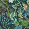 Vliestapete Grandeco Tiere Blumen Pflanzen grün blau