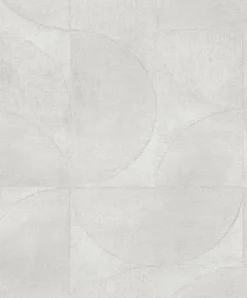 Vliestapete Halbkreis Metallic weiß-grau 32824
