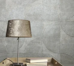 Vliestapete Halbkreis Metallic grau-beige 32825