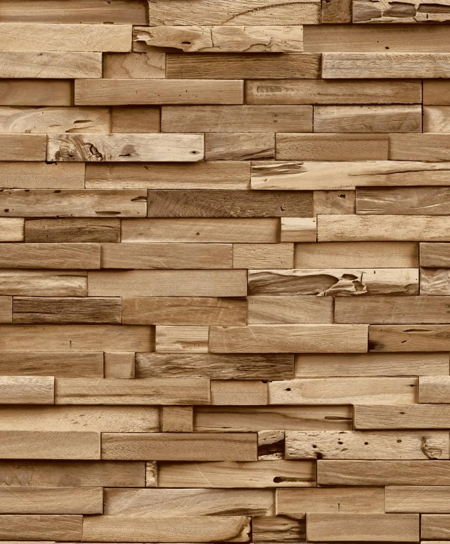 Vliestapete Holz Optik Blöcke Hellbraun A64001