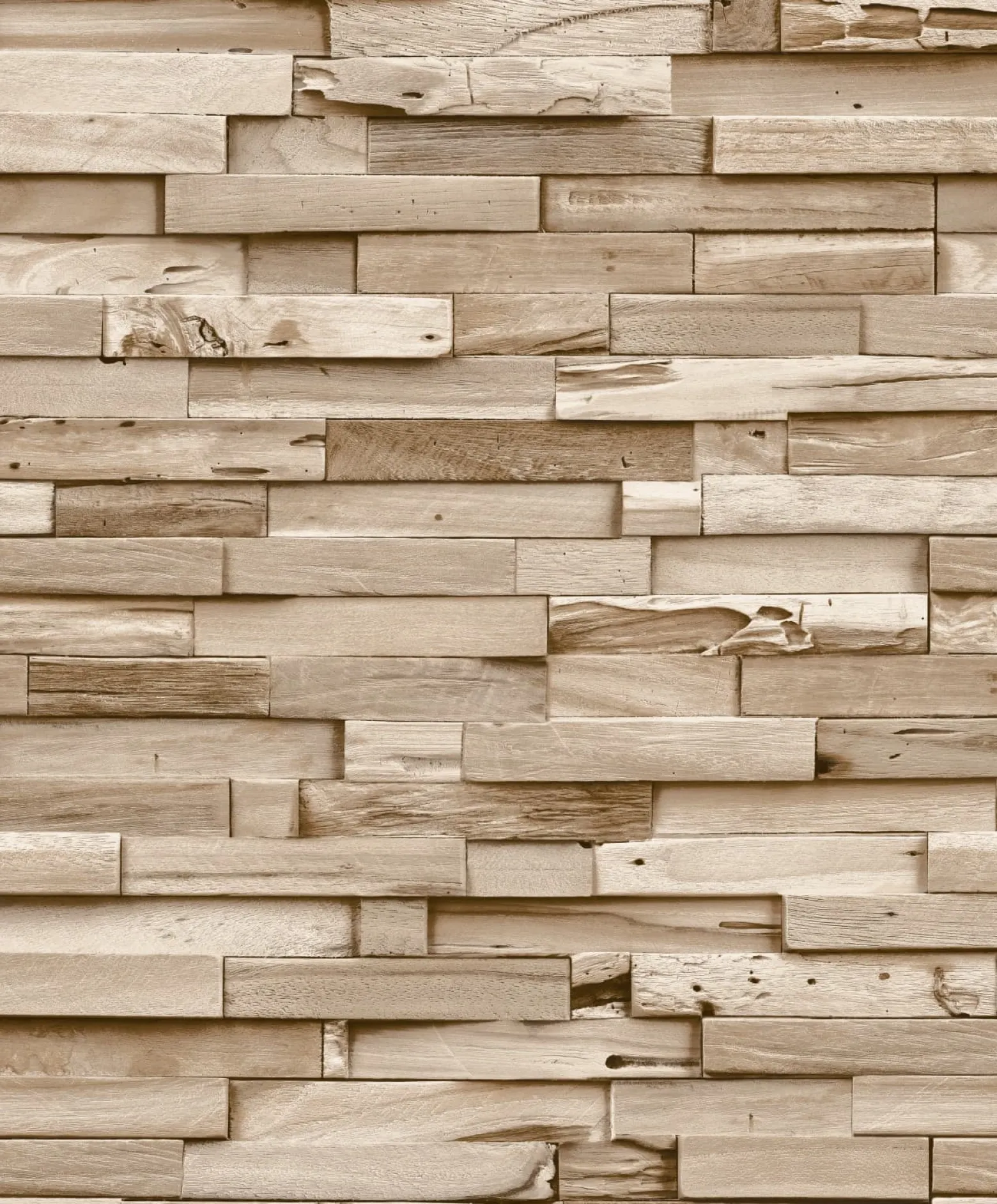 Vliestapete Holz Optik Blöcke Beige Creme A64002