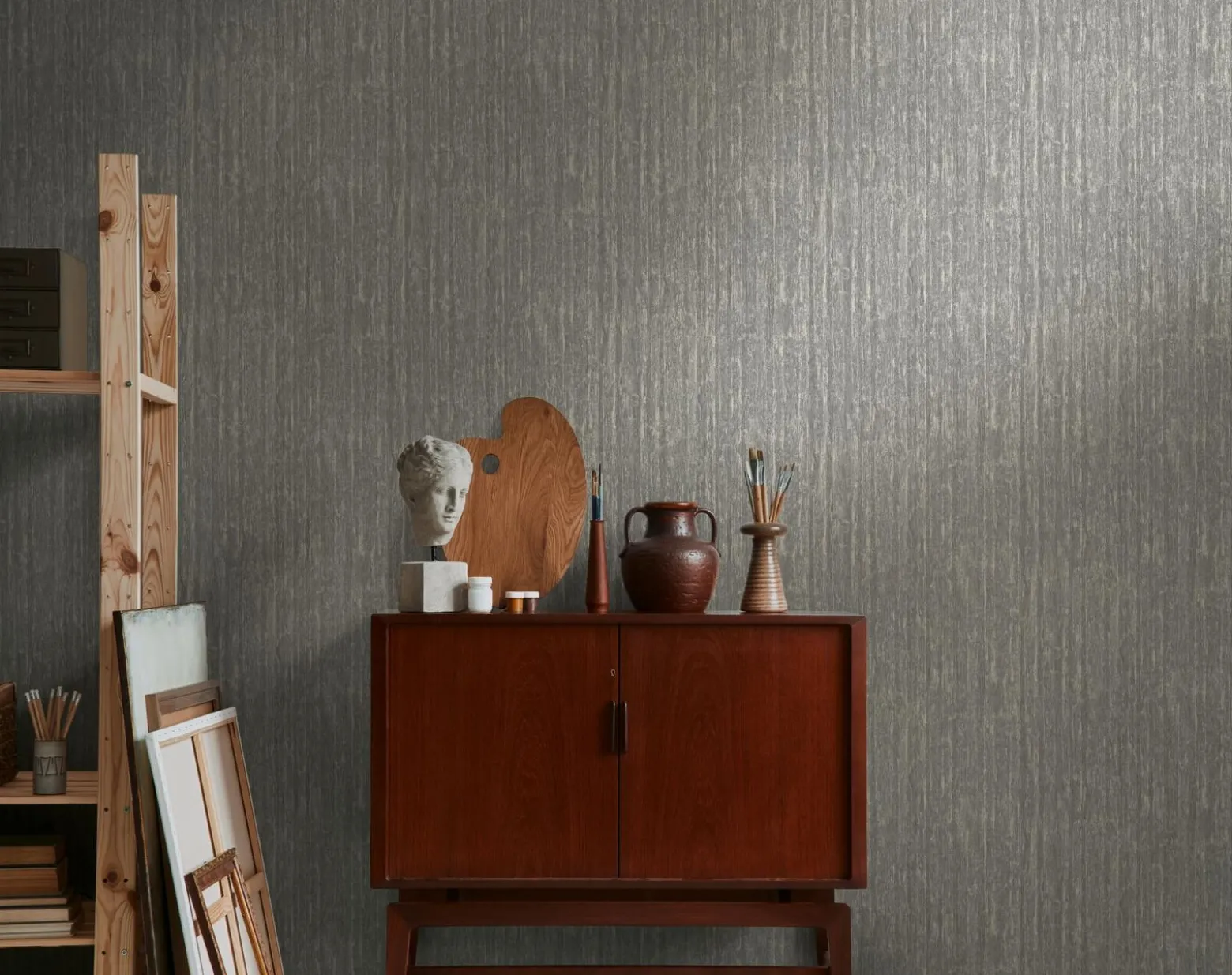 Vliestapete Holzoptik Braun Grau Gold Metallic 39561-5