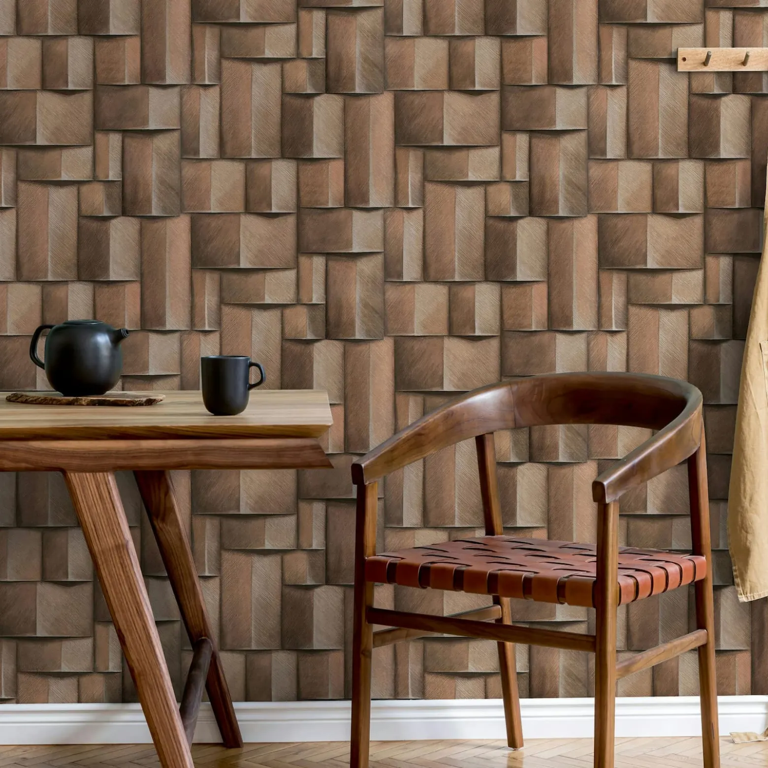 Vliestapete Holzoptik 3D-Effekt Braun Beige 35399
