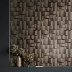 Vliestapete Holzoptik 3D-Effekt Grau Braun 35375