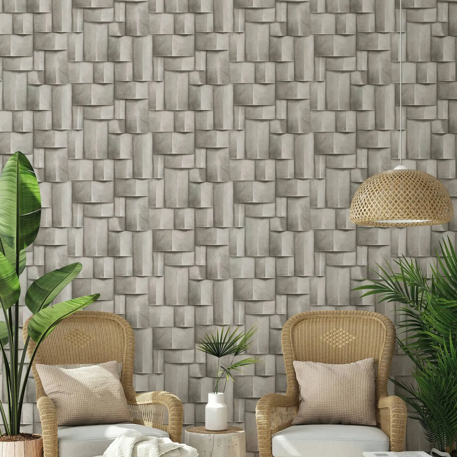 Vliestapete Holzoptik 3D-Effekt Creme Braun 35385