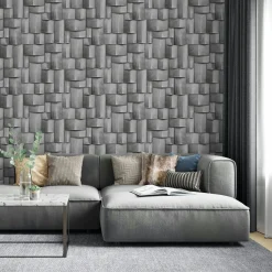 Vliestapete Holzoptik 3D-Effekt Grafik Grau 35381