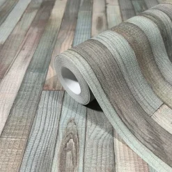 Vliestapete Holzoptik Dielen 3D-Effekt Blau Beige 45736