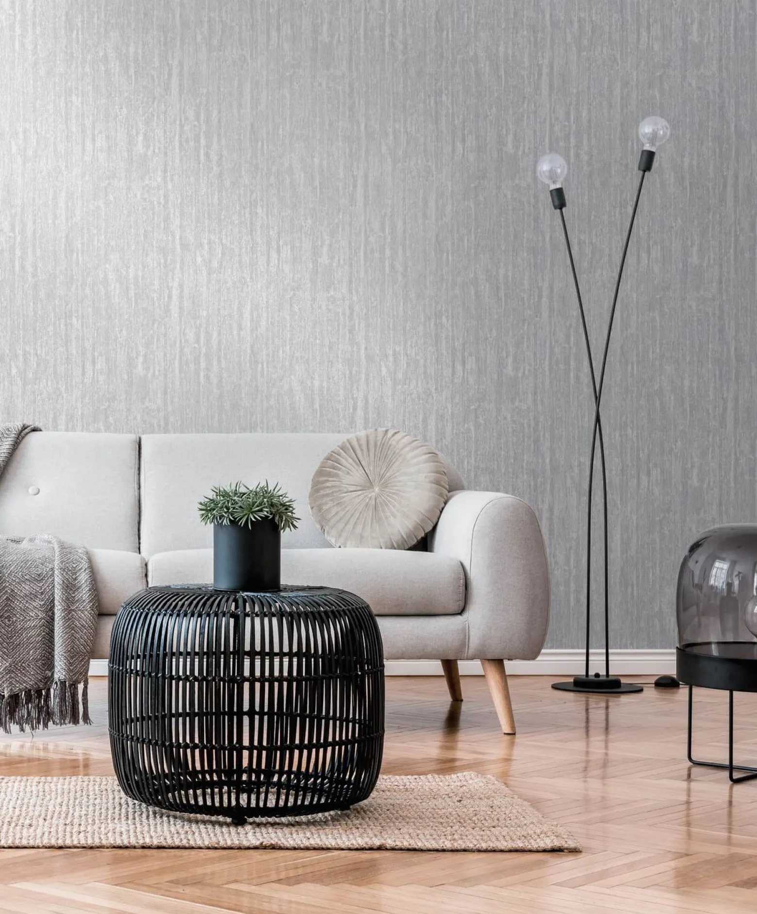 Vliestapete Holzoptik Grau Silber Metallic 39561-2