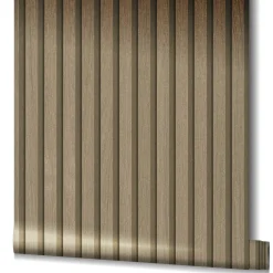 Vliestapete Holz Optik Paneele Gold Metallic 33396