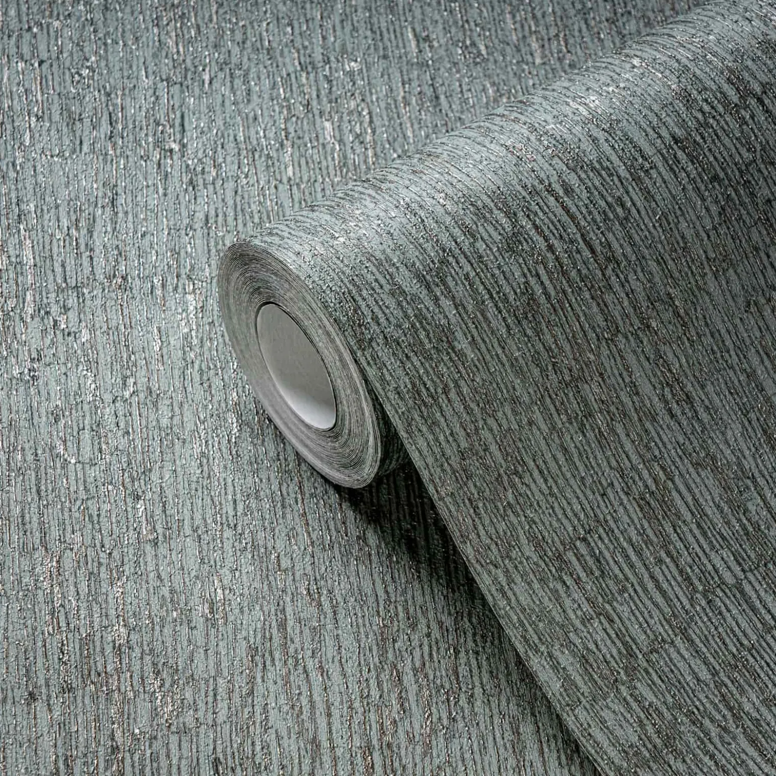Vliestapete Holzoptik Rinde Grün Silber Metallic 39562-3