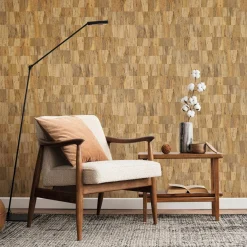 Vliestapete Holzoptik Shabby Streifen Beige Gelb 45737
