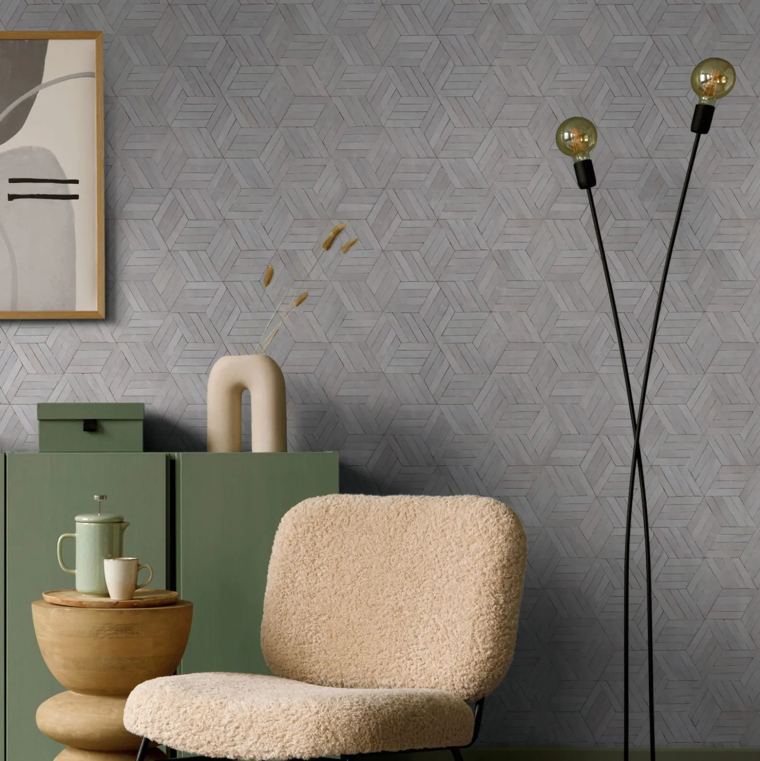 Vliestapete Holzoptik Shabby Grau Beige 89003