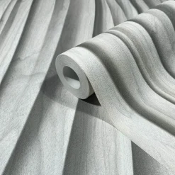 Vliestapete Holzoptik Wellen Grafik Creme Grau 81669