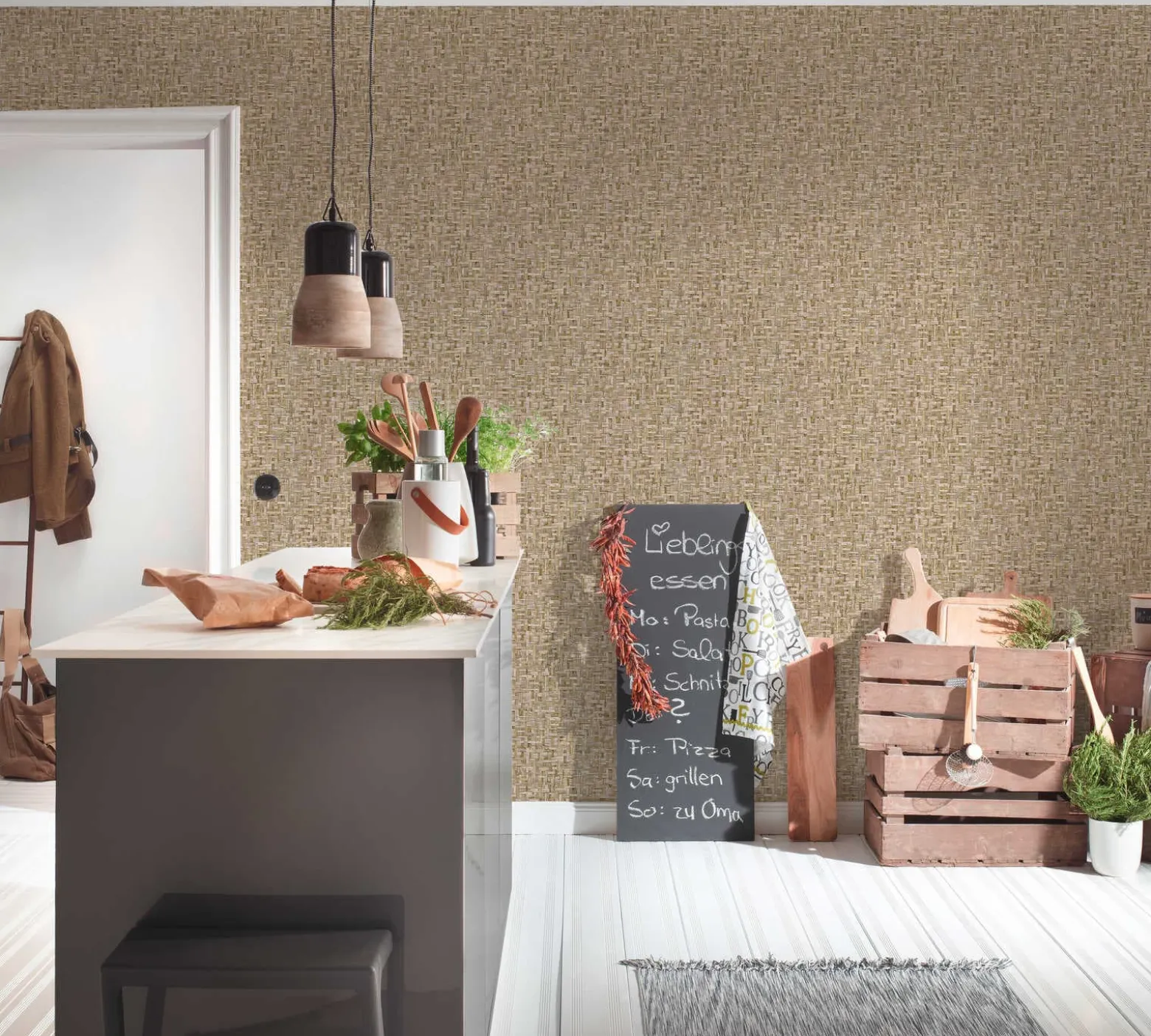 Vliestapete Holz Rattan beige braun 37706-2