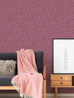 Vliestapete Holz Rattan pink 37706-5