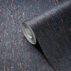 Vliestapete Holz Rinde Blau Kupfer Metallic 39562-2