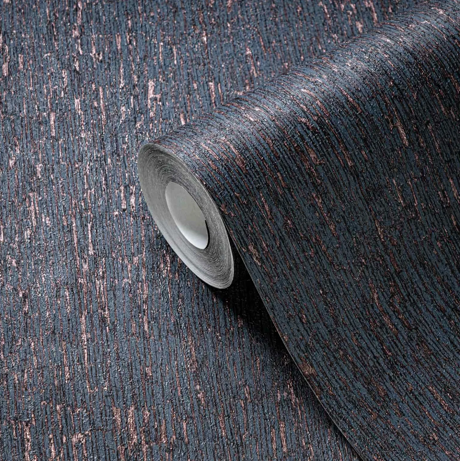Vliestapete Holz Rinde Blau Kupfer Metallic 39562-2