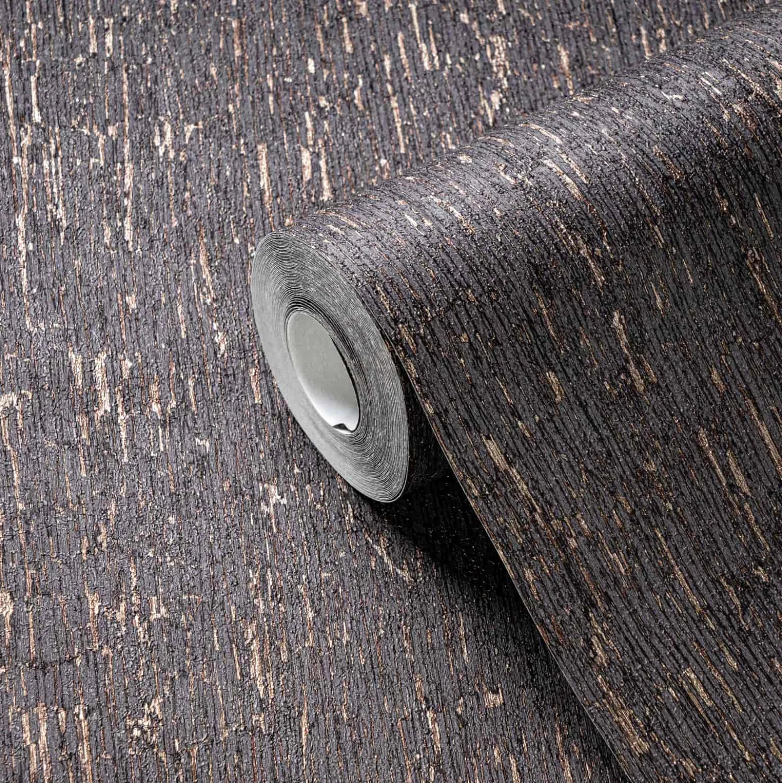 Vliestapete Holz Rinde Schwarz Gold Metallic 39562-6
