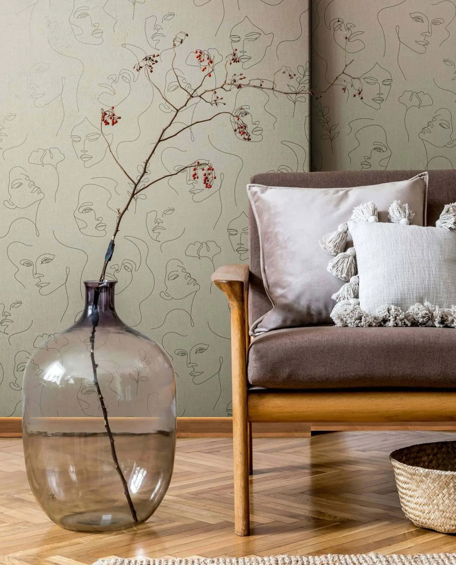 Vliestapete Illustration Beige Grau Metallic 82437