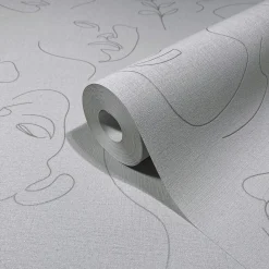Vliestapete Illustration Grau Silber Metallic 82436