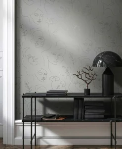 Vliestapete Illustration Grau Silber Metallic 82436