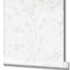 Vliestapete Ivy Struktur Blumen Weiß 82313 Novamur