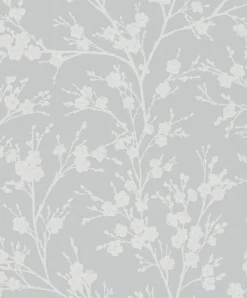 Vliestapete Ivy Struktur Blumen Grau Weiß 82315 Novamur