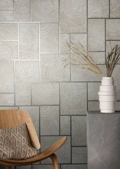 Vliestapete Kacheln Holz Fliesen beige silber 85745