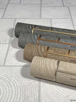 Vliestapete Kacheln Holz Fliesen beige silber 85745