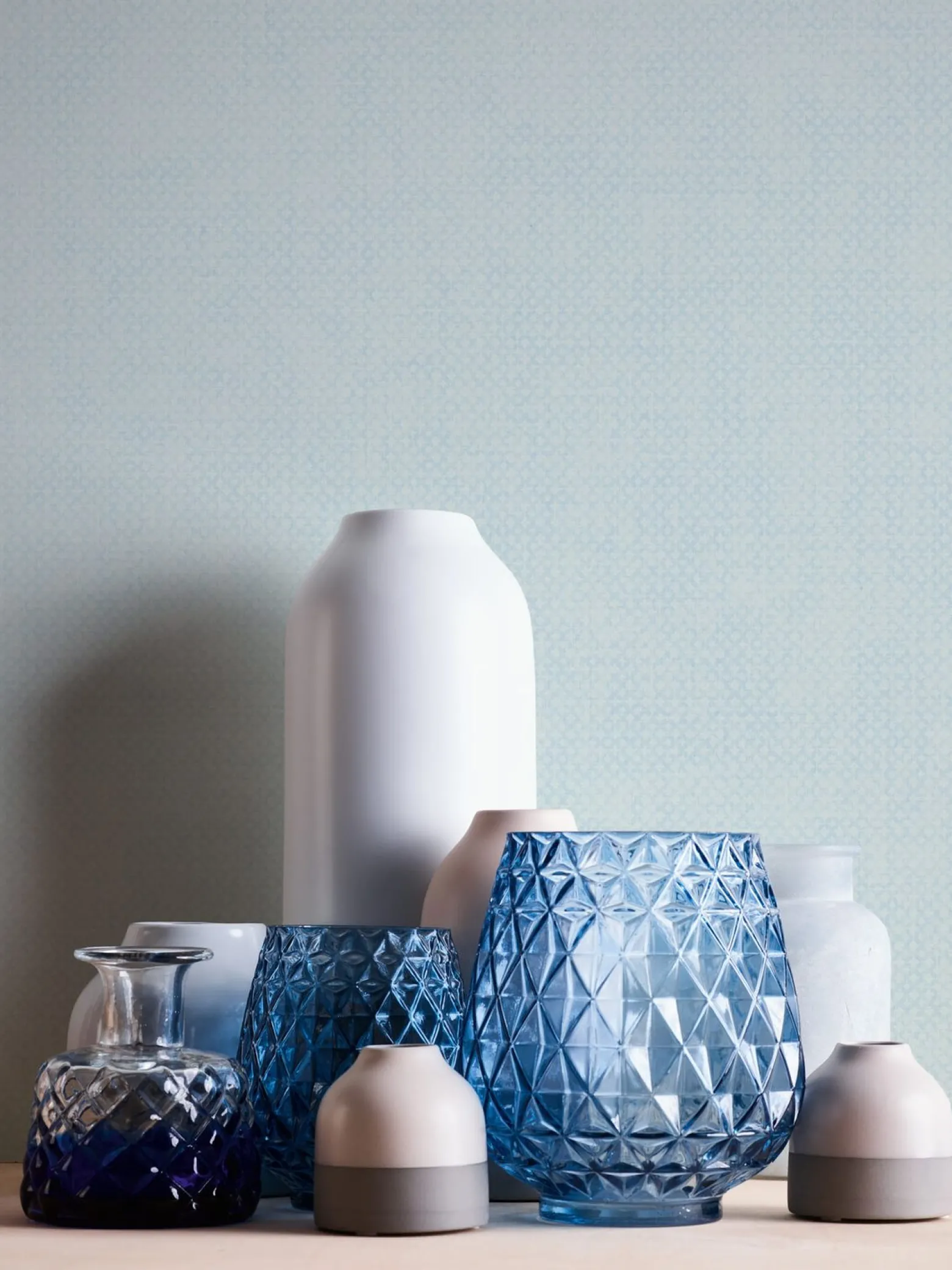 Vliestapete Kariert Textil Optik Blau Weiß 39068-1