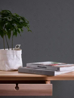 Vliestapete Karo 3D Grafik anthrazit Glitzer 37758-1