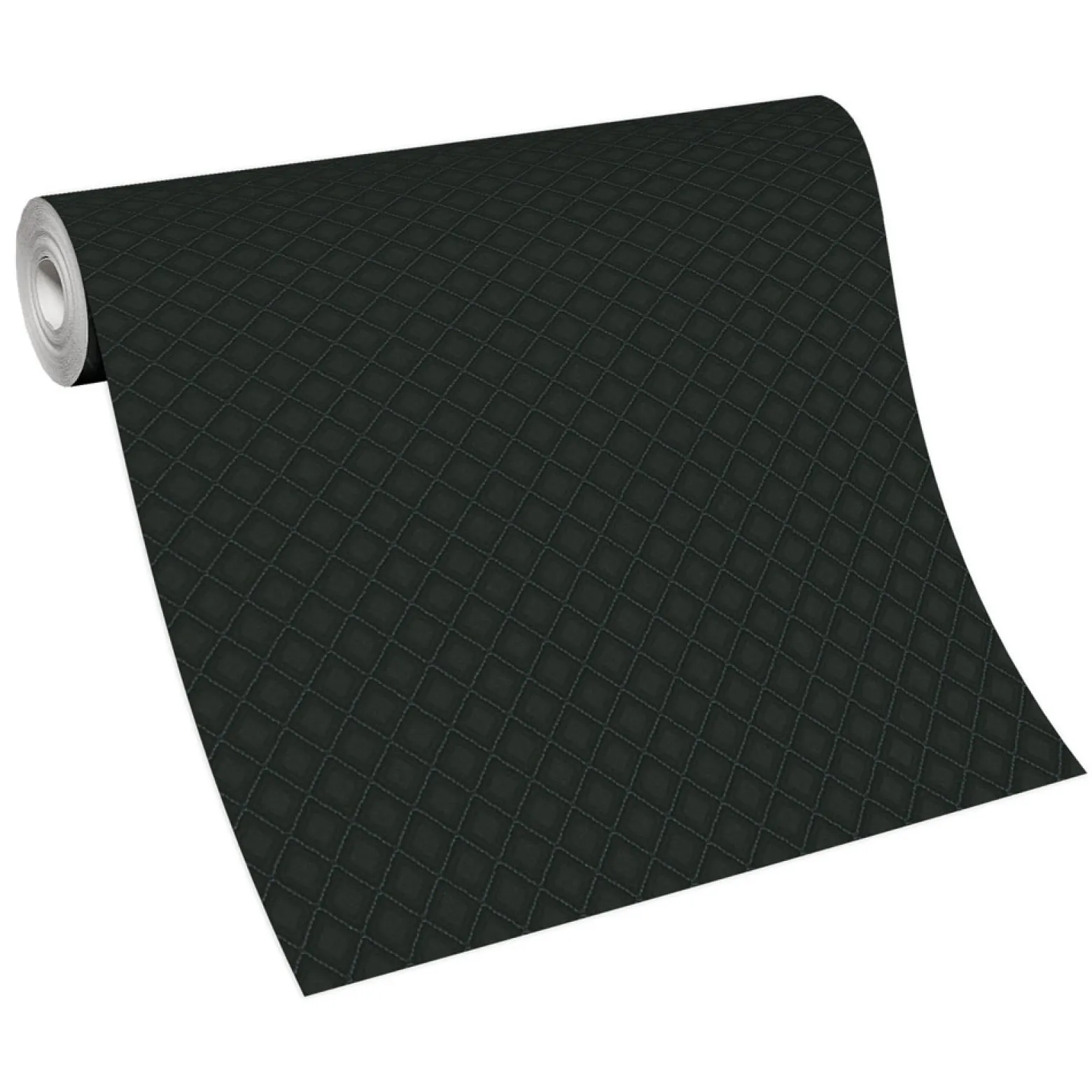 Vliestapete Karo Muster Stoffoptik Schwarz Glanz 10289-15