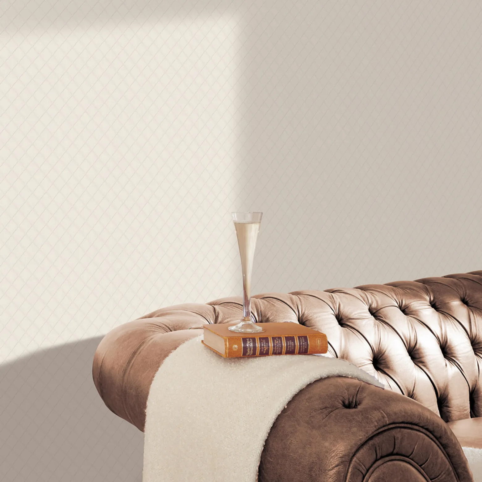 Vliestapete Karo Muster Stoff Optik Beige Glanz 10289-14
