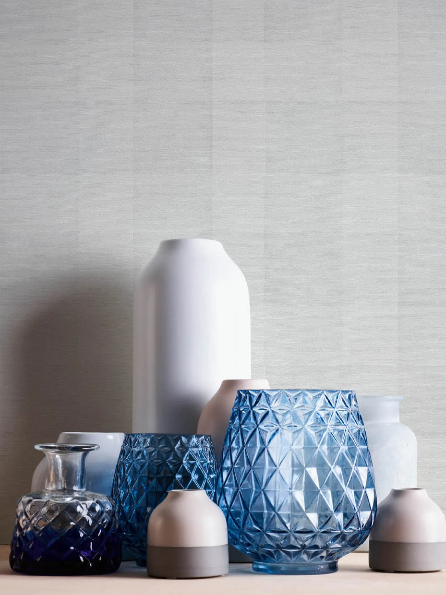 Vliestapete Karo Muster Textil Optik Hellgrau 38664-4