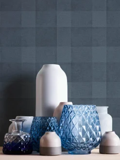 Vliestapete Karo Muster Textil Optik Blau 38664-2