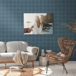 Vliestapete Karo Muster Textil Optik Blau 38664-2