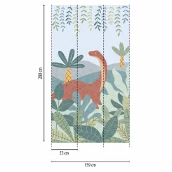 Vliestapete Kinder Dino Dschungel Grün Rot 77062-1