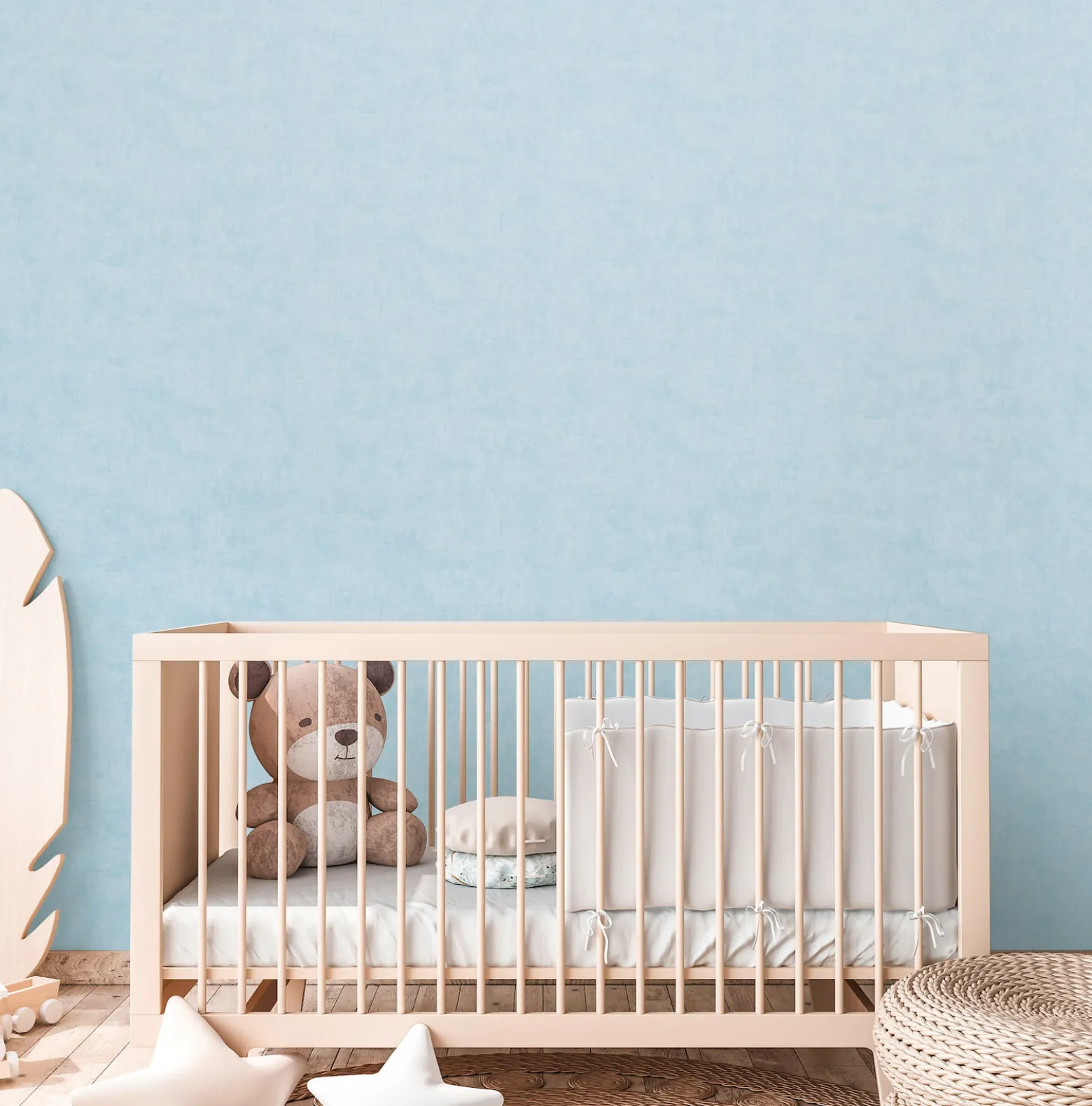 Vliestapete Kinder Einfarbig Betonoptik Blau 77178-9
