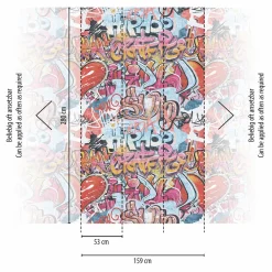 Vliestapete Kinder Graffiti Modern Rot Blau Bunt 77063-1