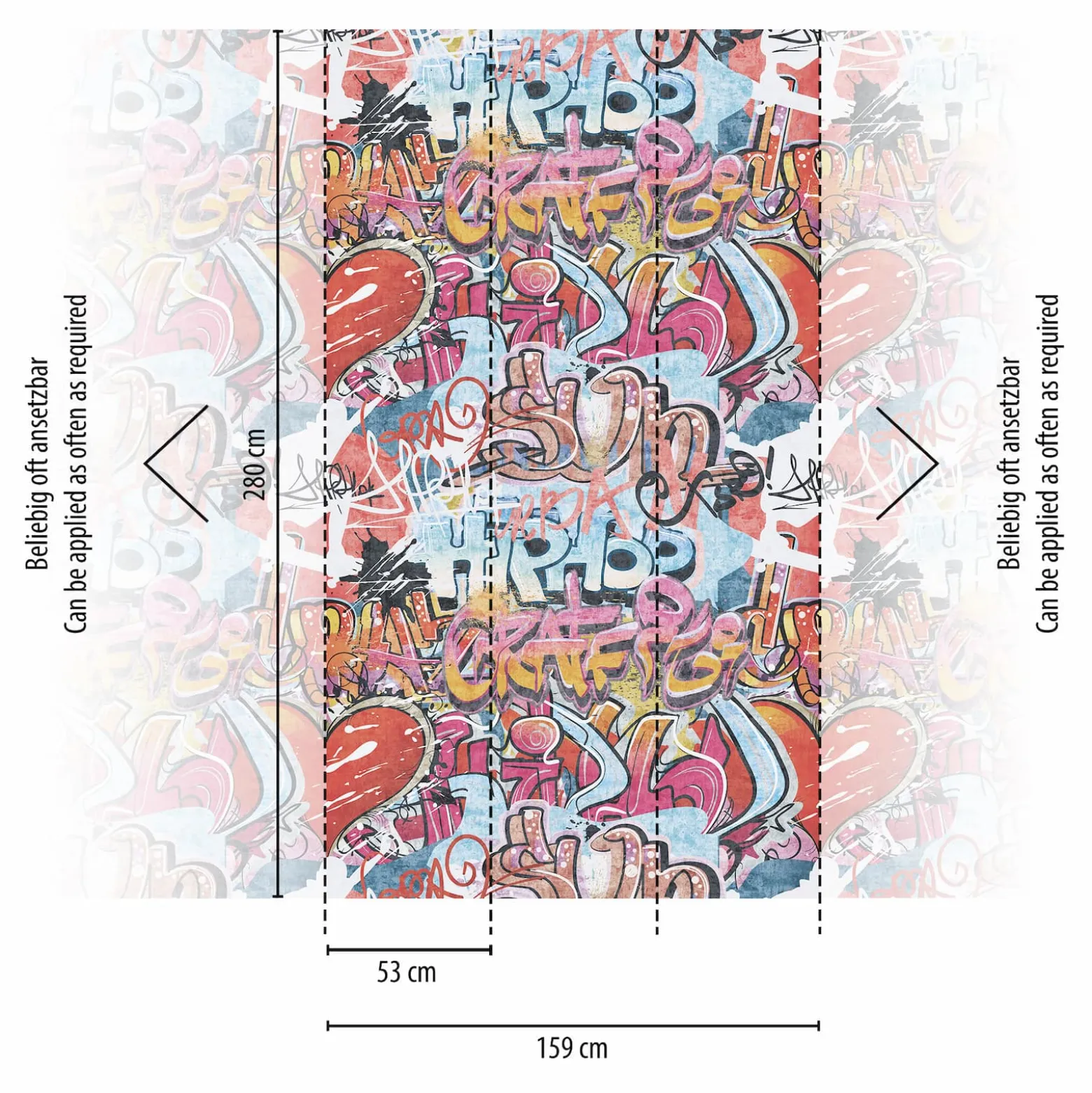 Vliestapete Kinder Graffiti Modern Rot Blau Bunt 77063-1