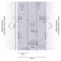 Vliestapete Kinder Himmel Ballons Grau 77061-2