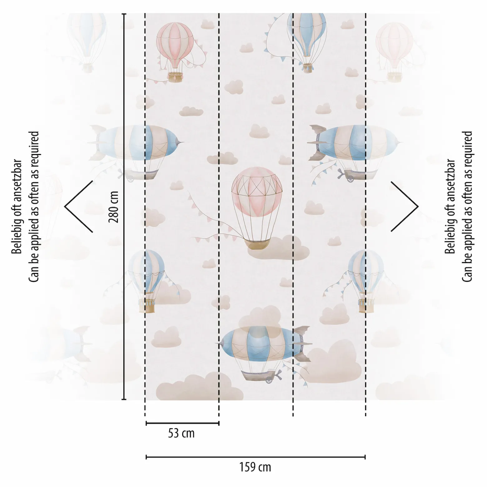 Vliestapete Kinder Himmel Ballons Creme Bunt 77061-1