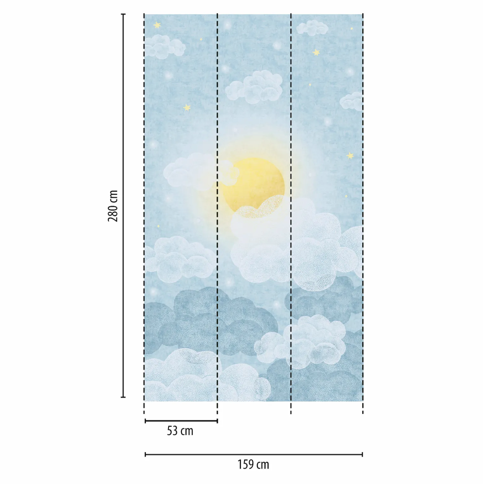 Vliestapete Kinder Himmel Mond Blau Gelb 77064-1
