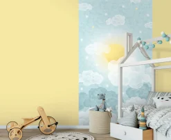 Vliestapete Kinder Himmel Mond Blau Gelb 77064-1