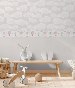 Vliestapete Kinder Himmel Wolken Beige Weiß 77143-3