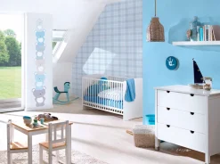 Vliestapete Kinder Kariert blau grau weiß 38122-3