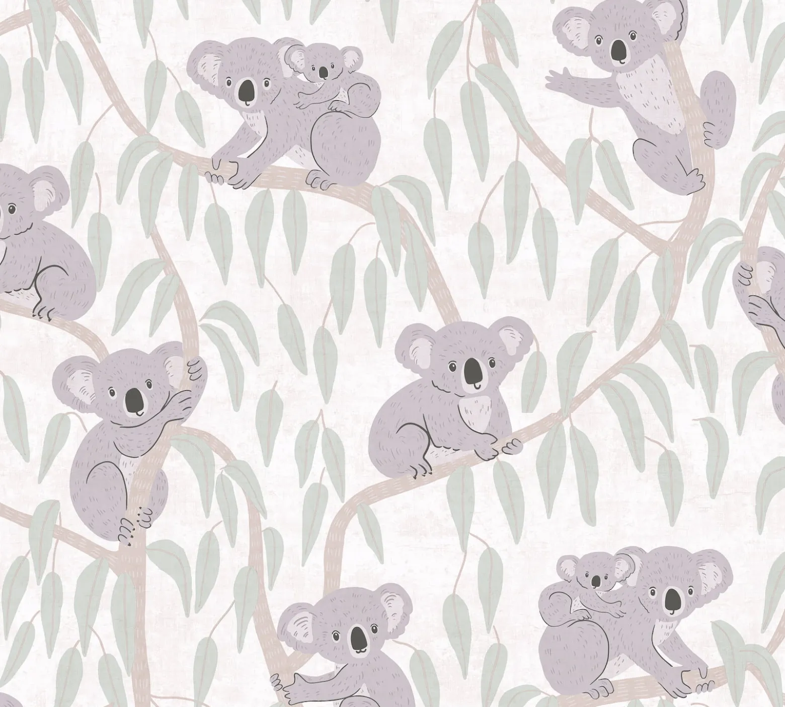 Vliestapete Kinder Koalas Bäume Beige Grün 77134-1