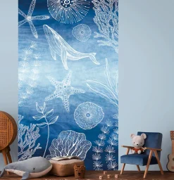 Vliestapete Kinder Meer Unterwasser Blau Weiß 77060-1