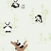 Vliestapete Kinder Pandas Bambus beige grün 38142-1